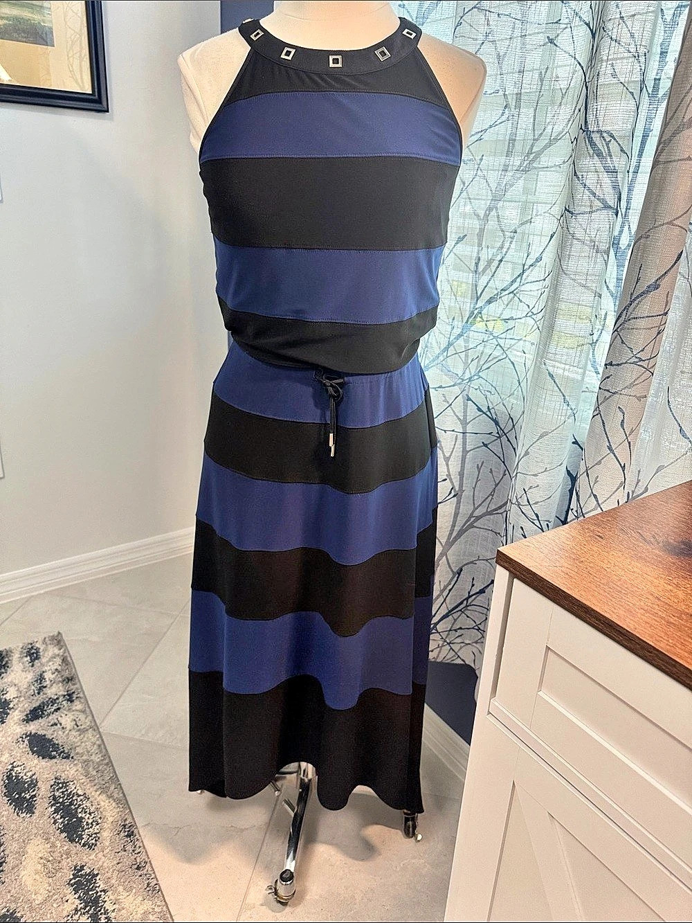 White House Black Market Striped Maxi Dress Size Small